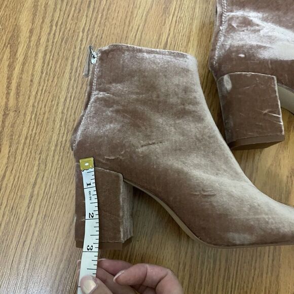 NWOB ZARA pink velvet square toe ankle heeled boots size 36 US 6 - Picture 4 of 7
